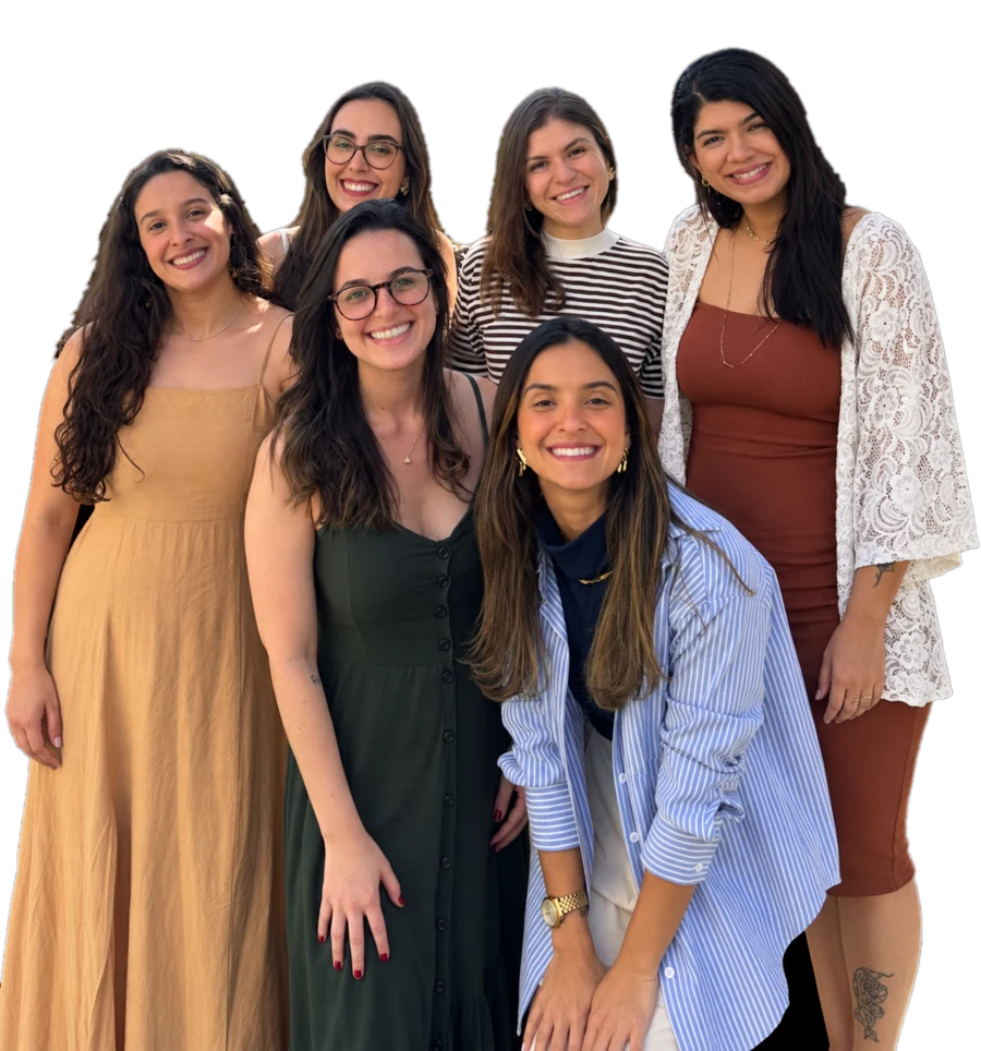 Equipe Deep Saúde: seis mulheres sorrindo, reunidas em grupo
